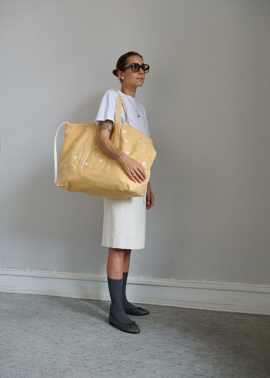 EASY BAG LARGE EMBROIDERY APRICOT